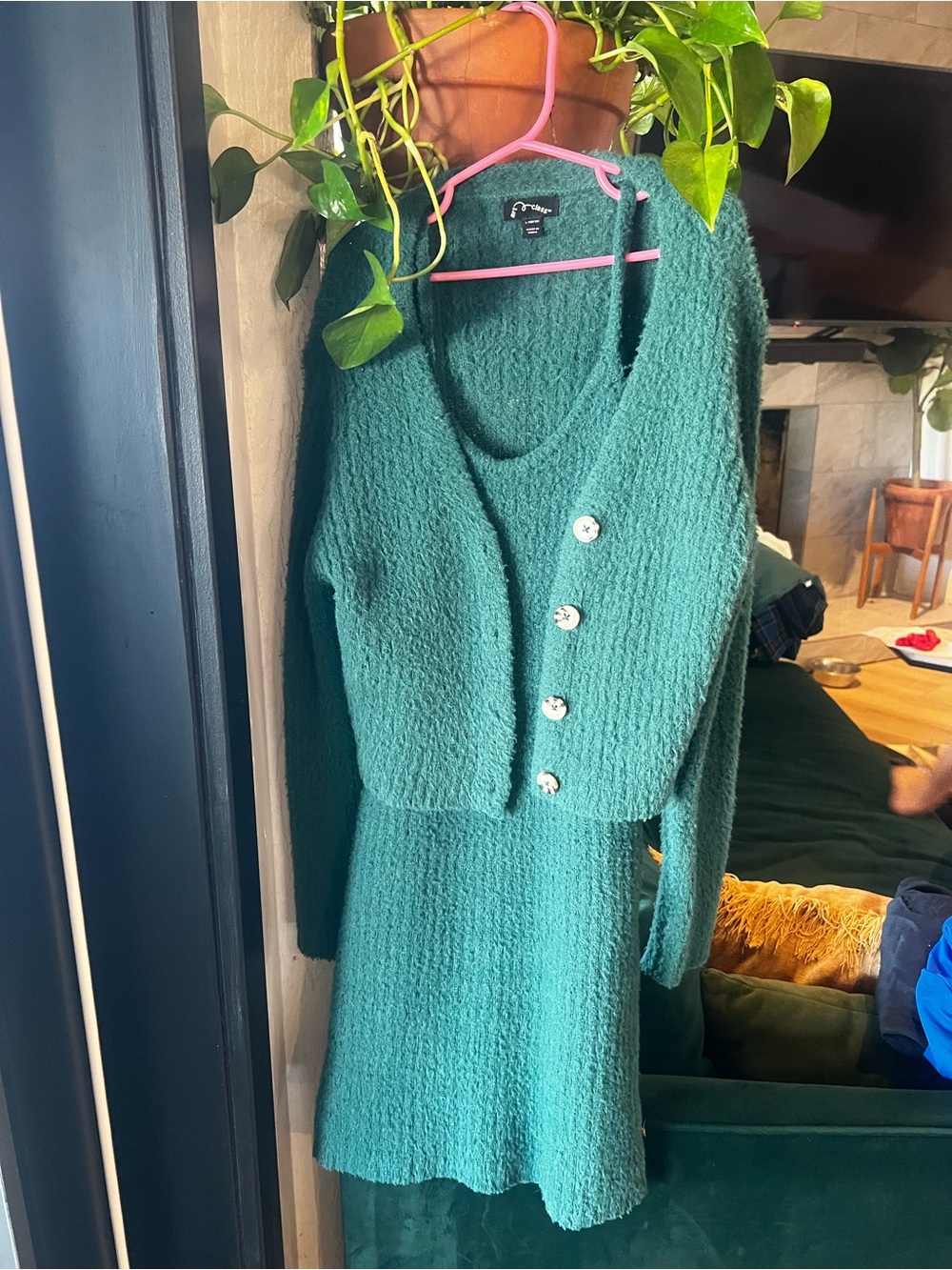 art class Teal Knit Long-Sleeve Two-Piece Dress Set